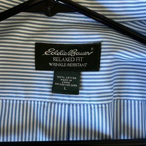 Mens Eddie Bauer blue/white striped Oxford shirt Large